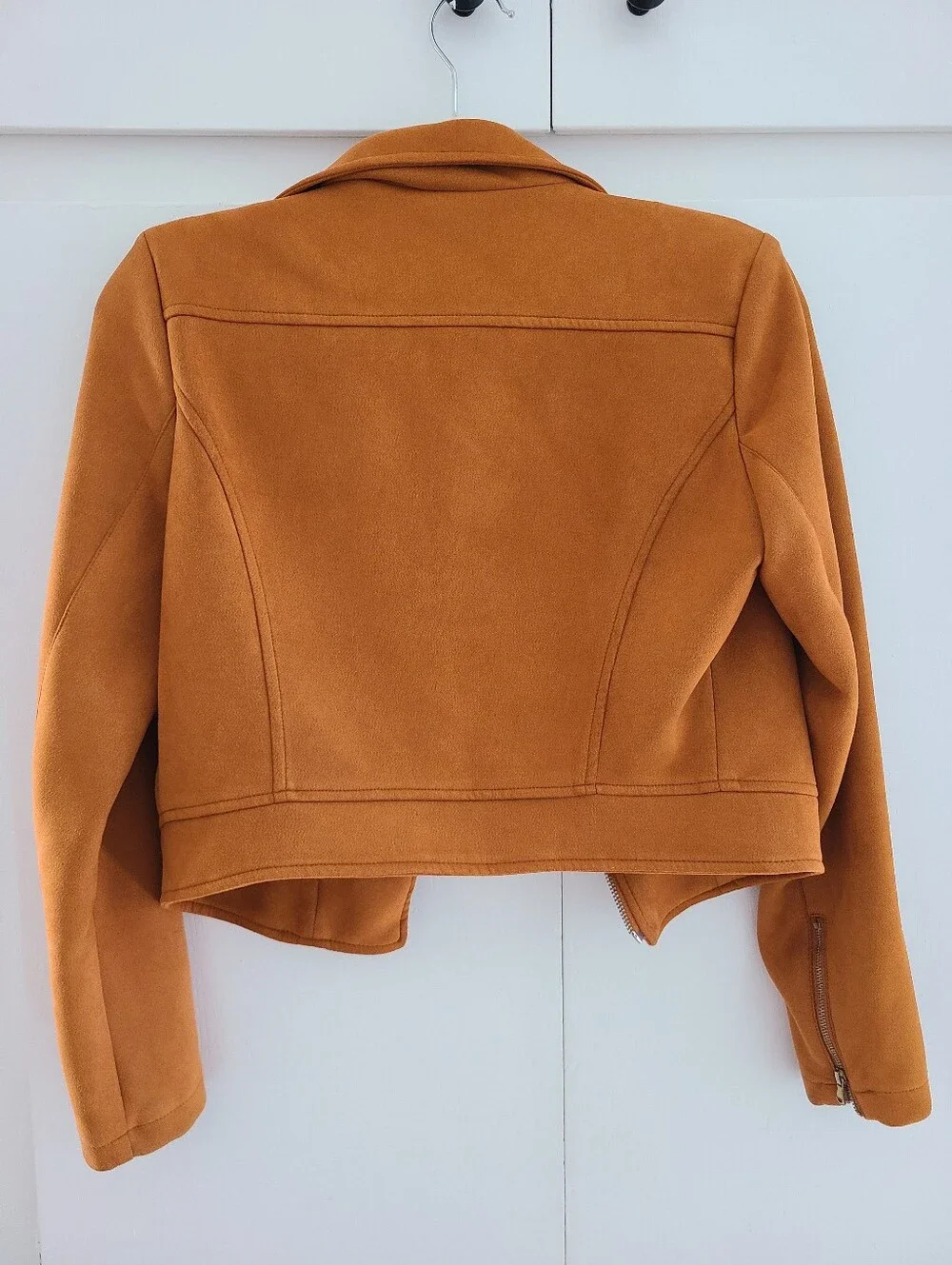 Michel Faux Suede Moto Jacket in Rust Orange - Women